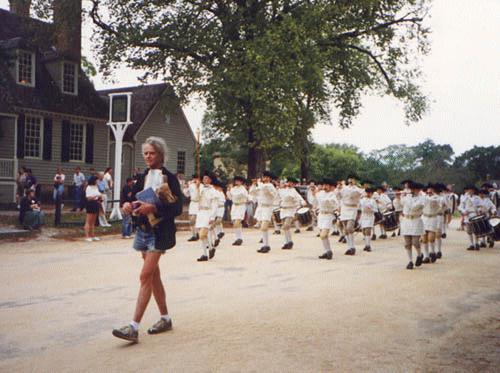 Tom leading the fife-and-drum corps.